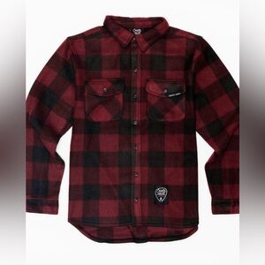 Country Liberty Burgundy/Red and Black Checkered Fleece Shirt-men’s small